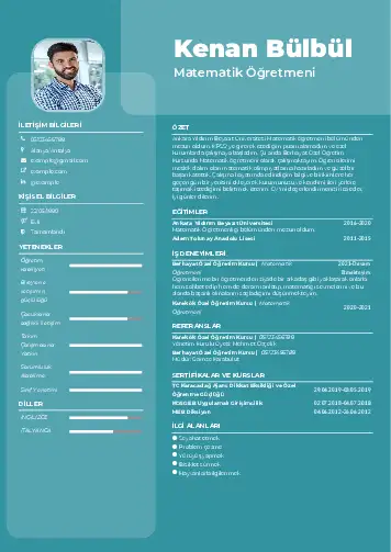 Öğretmen Cv Örnekleri cv indir